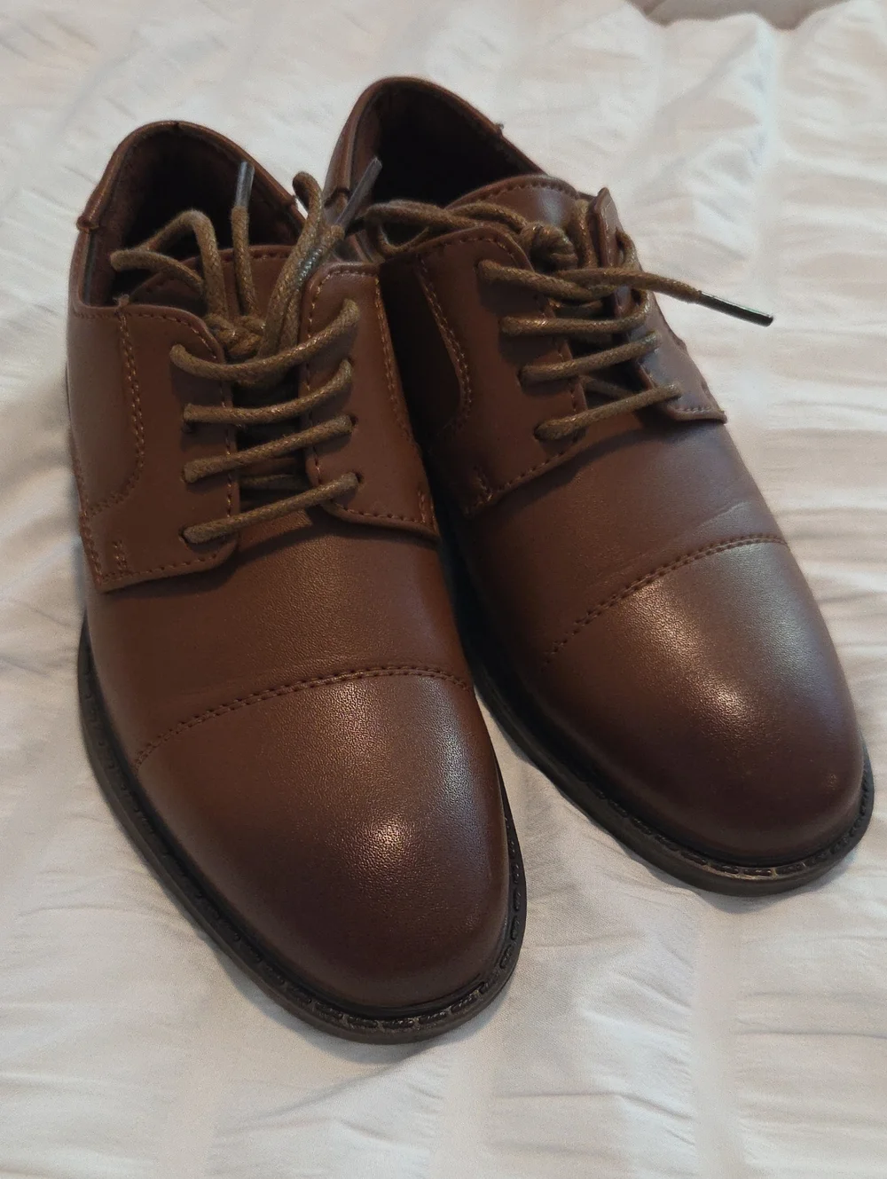 Classic Brown Kid's Dress Shoes - Lace-Up Oxford